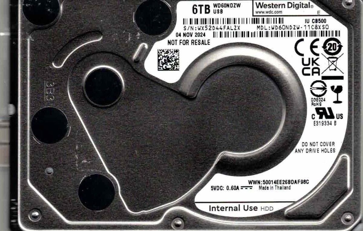 WD60NDZW-11C8XS0 Western Digital 6TB USB 3.0 WX52 NOV 2024 | eBay