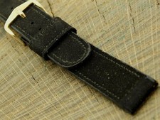 Vintage Black Suede with Gold Tone Buckle 16mm 5/8" Watch Band NOS Unused
