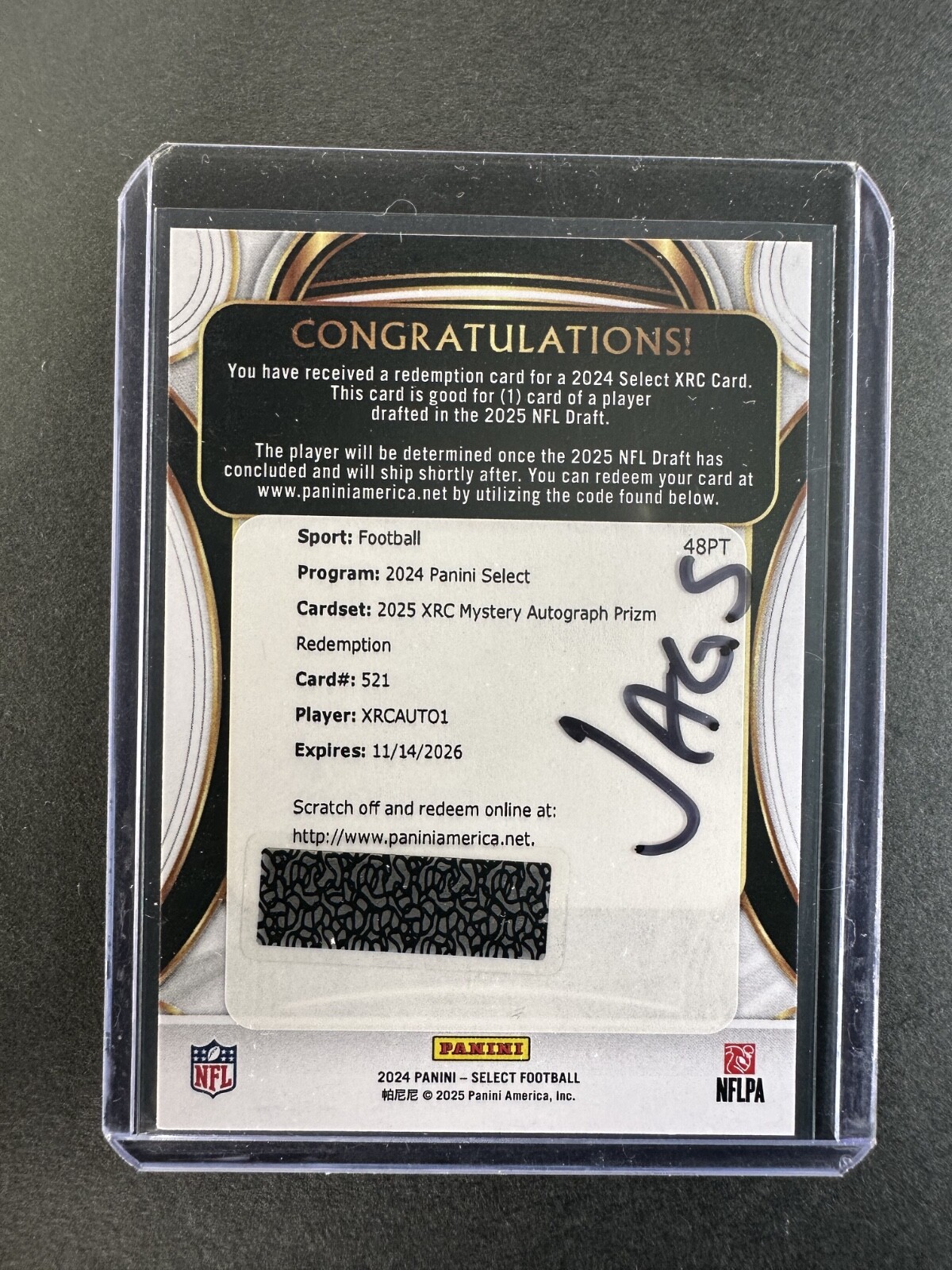 2024 Panini Select REDEMPTION XRC Mystery Prizm XRCAUTO1 Travis Hunter AUTO /99