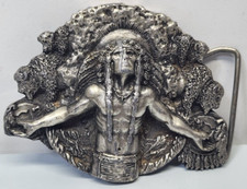 1981 Bergamot Brass Siskiyou Native American Indian Chief Belt Buckle