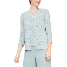 NEW ALEX EVENINGS GREEN SILVER EMBELLISHED JACKET TOP SET SIZE 2X WOMEN 169