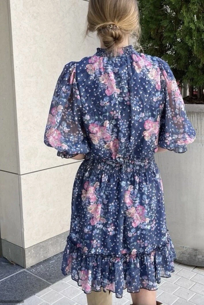 UNDERCOVER Abito Abbey Glass Bennett smocked giardino segreto taglia XL NUOVO $265