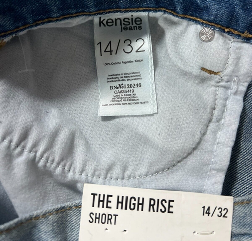 Pantalones de mezclilla para mujer Kenzie nuevos con etiquetas The High Rise cortos talla 14/32 lavado ligero desgastado - Imagen 4 de 6