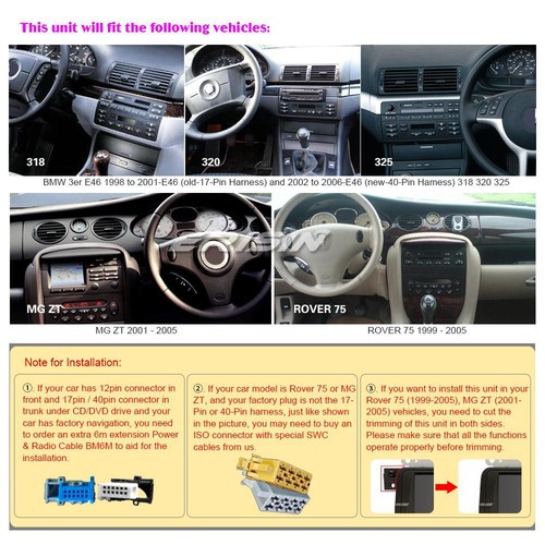 8.8" IPS Android 14 Car Stereo 64GB CarPlay GPS BMW 3er E46 325 M3 MG ZT Rover75 - Picture 3 of 24