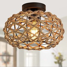  Deckenleuchten Rattan Deckenlampe Boho Rustikal Pendelleuchte Lampenschirm