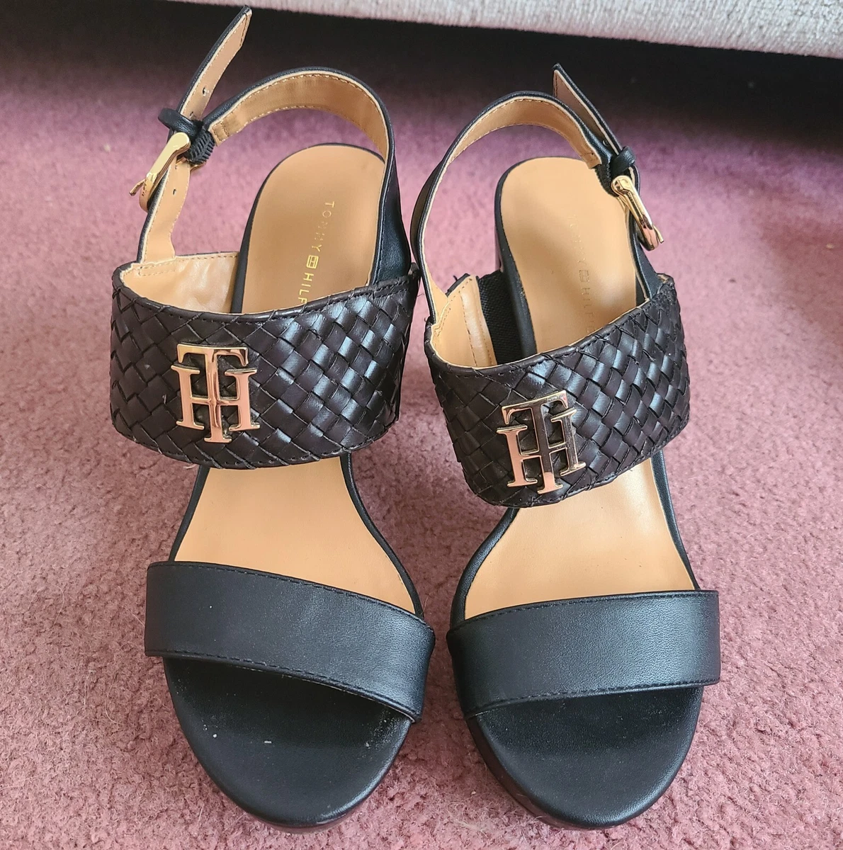 Tommy Hilfiger Insignia Black Platform Slingback Sandals Shoes Size 6.5 M eBay