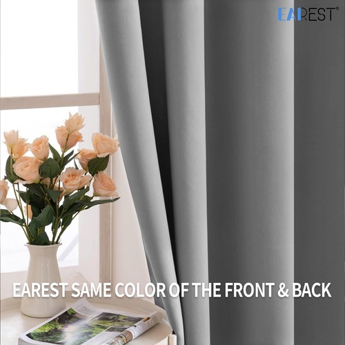 2PCS Blackout Curtains Eyelet Ring Top Thick Thermal Ready Made Pair Luxury Grey - Picture 27 of 110
