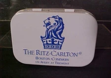 Rare Ritz Carlton Boston Hotel Embossed Crown Lion Tin Container Empty Pre-owned
