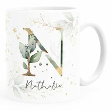 Kaffee-Tasse mit Buchstabe Monogramm personalisiert mit Wunschname Initiale