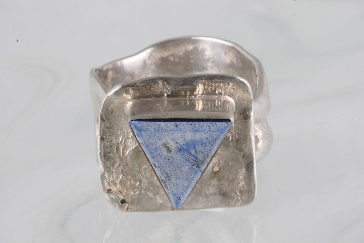 アクセサリー Vintage Silver Triangle Stone Ring 925 STERLING SILVER TRIANGLE SHAPE BLUE STONE RING 925 VINTAGE
