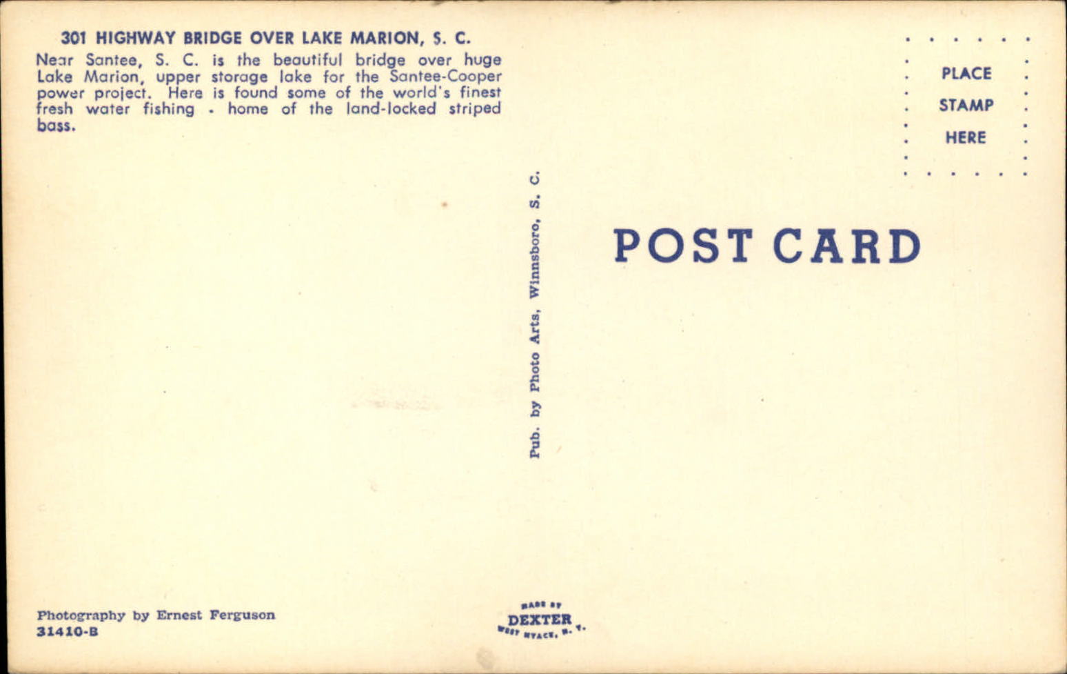 Santee South Carolina Lake Marion Bridge postcard sku351 eBay