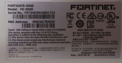 Fortinet Fortigate 500D FG-500D 8x 1GbE RJ45 + 8x 1GbE SFP Fortinet Fortigate 500D FG-500D 8x 1GbE RJ45 + 8x 1GbE SFP