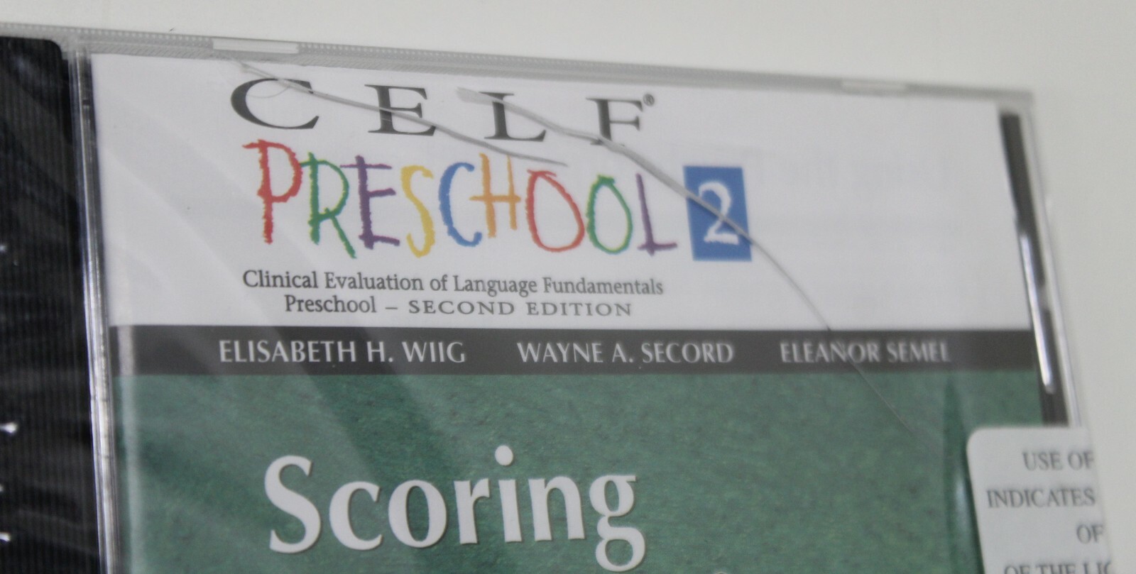 CELF Preschool 2 Scoring Assistant Software CD Windows Version 2 0 2005 Celf preschool 2 scoring assistant software cd windows version 2 0 2005
