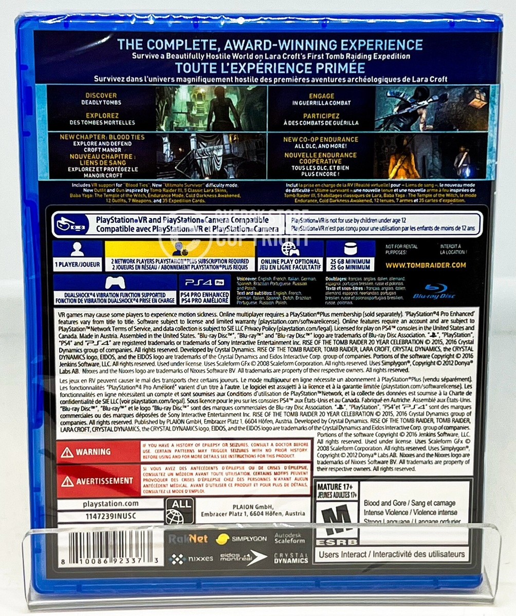 Rise Of The Tomb Raider - 20 Year Celebration - PS4 - Brand New