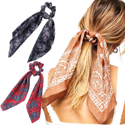 Women S Fabric Scrunchies Ponytail Holder Head Bows Elastic Hair