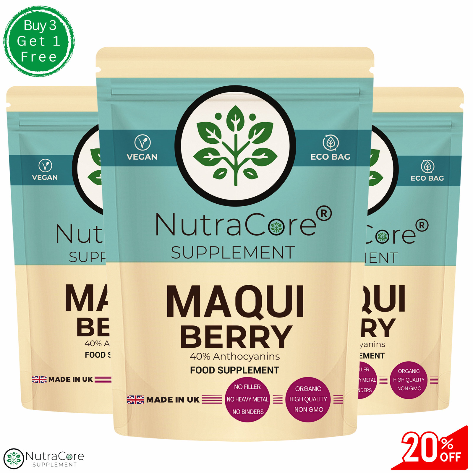 Maqui Beere Kapseln 5500mg (40% Anthocyanins) Darm &eye Support-100 % Vegan