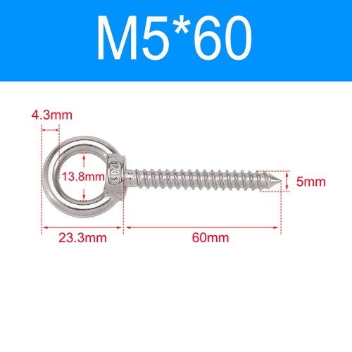 Heavy Duty Screw In Eye Hook A2 Stainless Steels Wood/Thread/Twist/Ring/Hoop - Picture 17 of 49