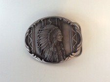 Indian Chief -   Pewter Belt Buckle - ca 1996