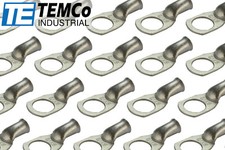 100 Lot 6 AWG 1/2" Hole Ring Terminal Lug Tin Plated Copper Uninsulated Gauge