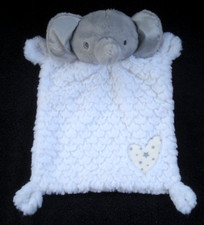Baby Starters Gray White Elephant Security Blanket Rattle Appliqued Heart NEW