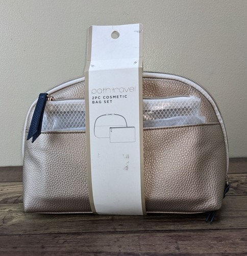 Path by Target - Travel 2pc Cosmetic Bag 10in – Gold -NEW- - Picture 2 of 3