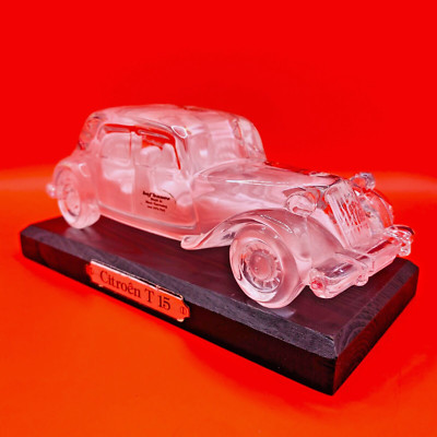 Vintage Glas Citroen Traction Avant Modellauto Hofbauer Kristall Briefbeschwerer Germany