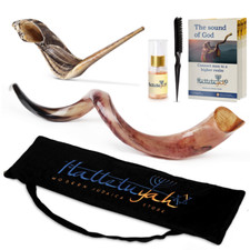 HalleluYAH 39"-43" Shofar Set Yemenite kudu Polish Horn Free bonus Ram Horn