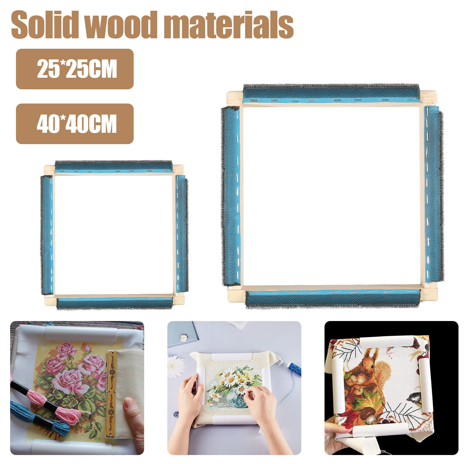 Punch Needle Frame Solid Wood Gripper Strip Frames Easy Assembly Square paAZX