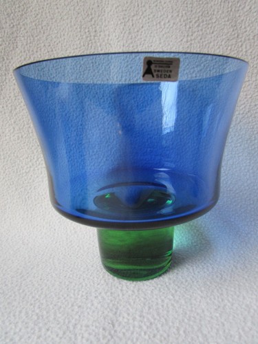 Sweden SEDA Borgström Glasvase Schale Svensk blau/grün 14x6-15cm unbeschädigt - Bild 4 von 9