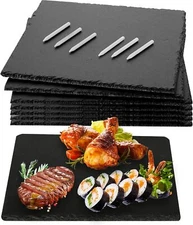 6 PCS 10 x 6 Inch Black Slate Cheese Board with Chalk Slate Charcuterie Board...