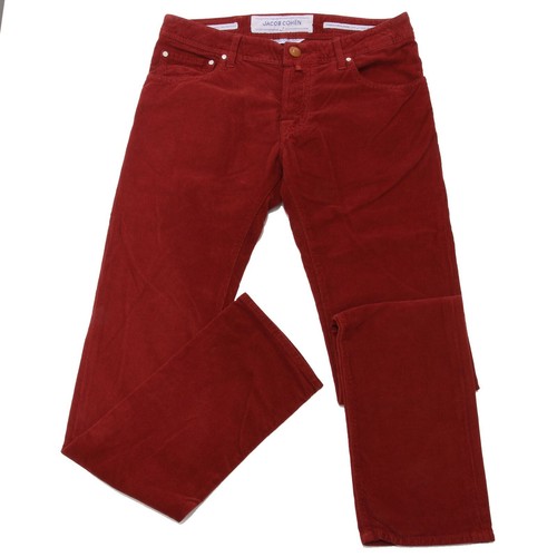 0628AD (no foulard) pantalone uomo JACOB COHEN velvet red trouser men | eBay