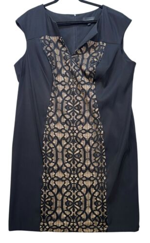 Connected Woman Black Dress Plus Size 22W Black Lace Overlay & Sleeveless Design