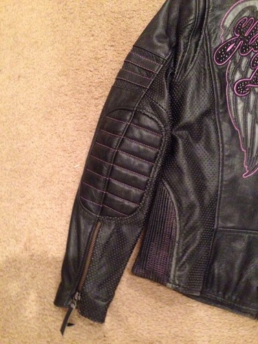 Chaqueta de Cuero Negro Harley Davidson Night Angel Bling WINGS 97013-14VW Xsmall - Imagen 5 de 6