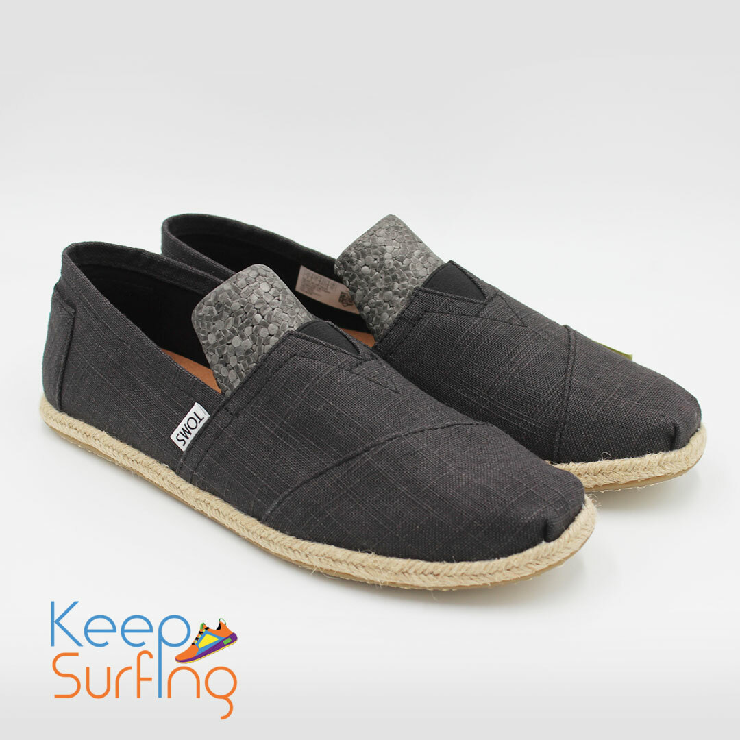 SAOLA ✅ TOMS Alpargata Suola in Corda di Lino Nero Uomo Ragazzo UK 6