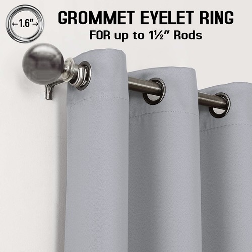 Eyelet Ring Top Thermal Blackout Curtains Pair Ready made with 2 FREE Tie Back - Picture 24 of 62