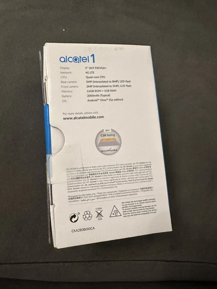 Alcatel 1 2021 8GB 4G SIM Free Smartphone -  Volcano Black 5033DR-2AALGB12 New.. - Image 2 of 4