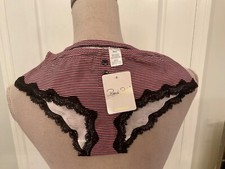 Rene Rofe Intimates Panties Stripe Pink  Black Size M 6 NWT 