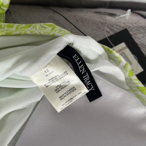 Ellen Tracy One Piece Lime Green Halter Neck Swimsuit NWT Sz 12, Ret $98 - Picture 7 of 8