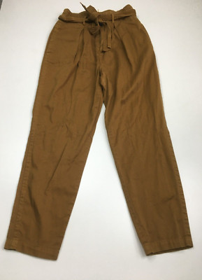 FREE PEOPLE Womens sz 2 Caramel Brown Belted High Rise Carrot Waist Dress Pant