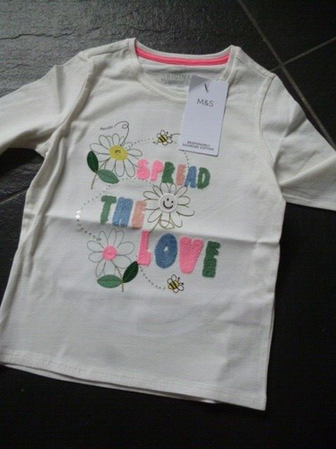 Langarm-Top für Mädchen Marks and Spencer 'SPREAD THE LOVE'. Alter 5-6.*NEU MIT ETIKETT* - Bild 3 von 4