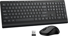 Wireless Keyboard and Mouse Combo, Full Size Quiet Key Computer Keyboard and Cor