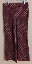 Pilcro By Anthropology High Rise Boot Cut Corduroy Pants Burgundy Floral Print