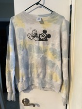Walt Disney Mickey Mouse Sweatshirt S Embroidered Tie Dye Crewneck