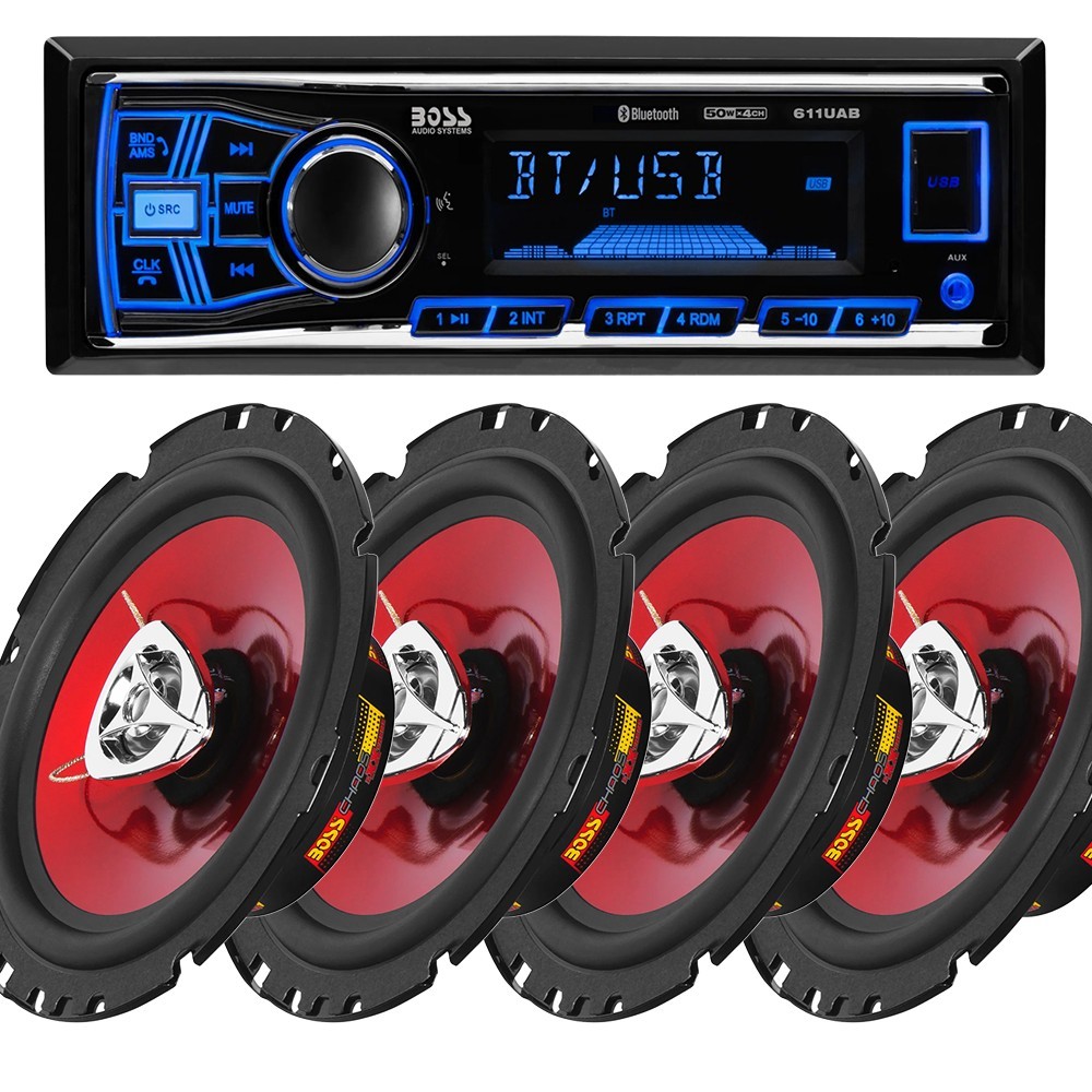 BOSS 611UAB Bluetooth Car Stereo AM/FM Radio & 4 CH6500 6.5"