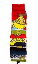 The Grinch 6 Pair Casual Crew Socks Set - Fun Holiday Designs Fits Size 8-12
