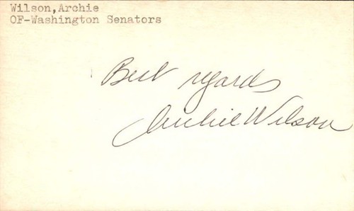 Archie Wilson Signed 3x5 Index Card Cut d.07 Yankees Nationals Autograph Den