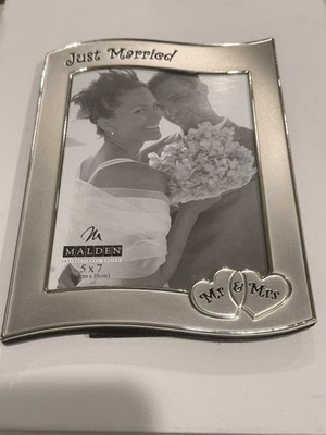 Malden Just Married Wedding Photo Frame 5x7 Silver Metal 6964-57