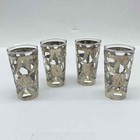 Sterling Silver 925 Overlay Shot Glass Set 4 Piece Floral Scrollwork Vintage — photo 1