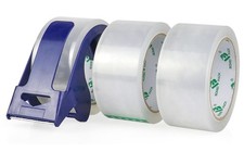 3 PCS 1.88 Inch x 55 Yards Clear Packing Tape Blue Dispenser Shipping