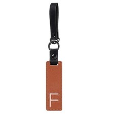 Initial Letter Keychain, PU Leather Alphabet Keychain, Brown Letter F